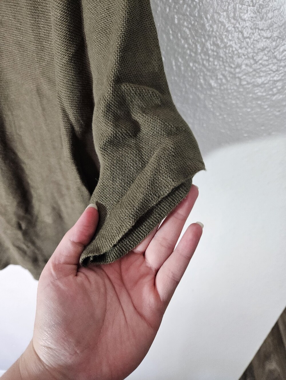 Quince Lightweight Cotton Cashmere Link-Stitch Dolman Sweater Size L - Picture 4 of 11